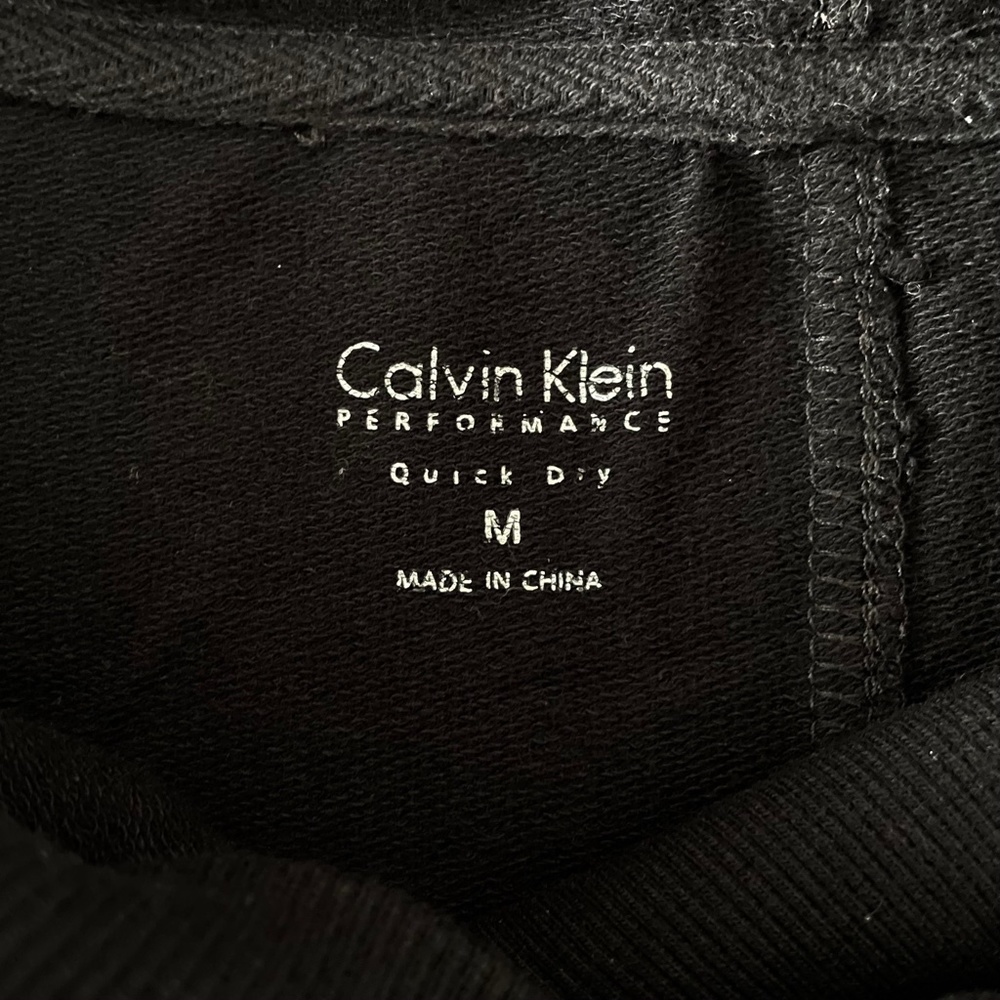 #12 Calvin Klein Performance Edgy Black Hoodie Front Pocket Relaxed Fit Top - Picture 8 of 8